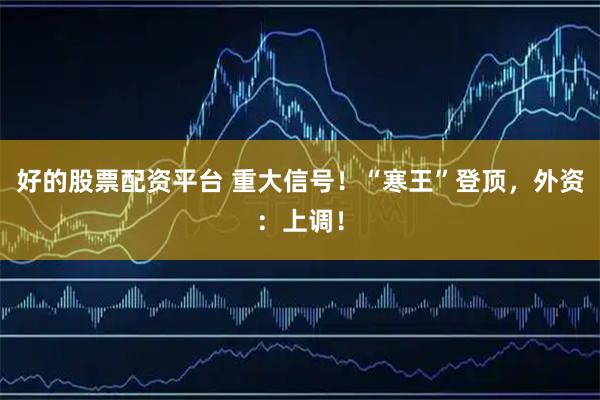 好的股票配资平台 重大信号！“寒王”登顶，外资：上调！